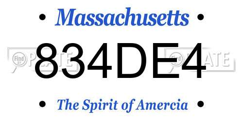 834DE4 Massachusetts License Plate