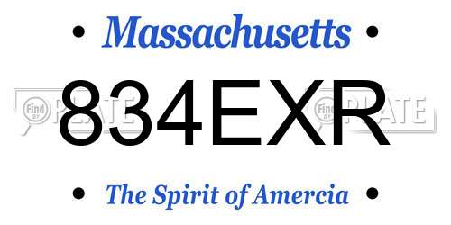834EXR Massachusetts License Plate