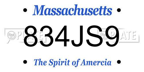 834JS9 Massachusetts License Plate