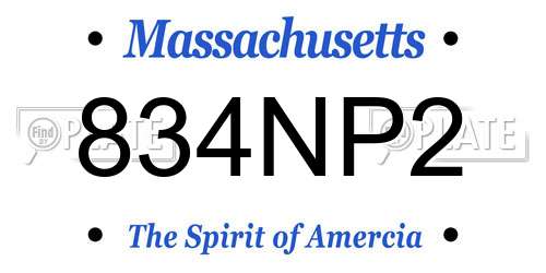 834NP2 Massachusetts License Plate