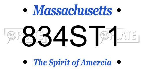 834ST1 Massachusetts License Plate