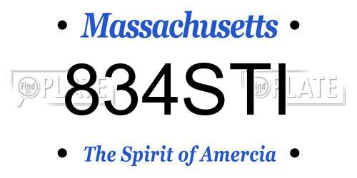 834STI Massachusetts License Plate