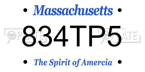 834TP5 Massachusetts License Plate