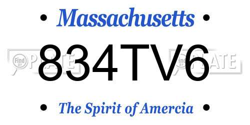 834TV6 Massachusetts License Plate