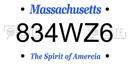 834WZ6 Massachusetts License Plate
