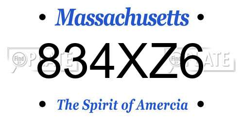 834XZ6 Massachusetts License Plate