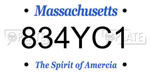 834YC1 Massachusetts License Plate
