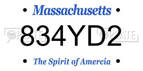 834YD2 Massachusetts License Plate