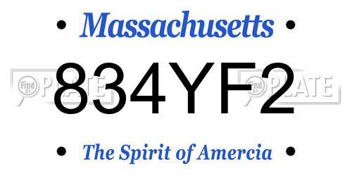 834YF2 Massachusetts License Plate