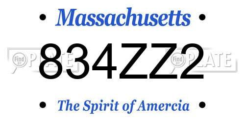 834ZZ2 Massachusetts License Plate