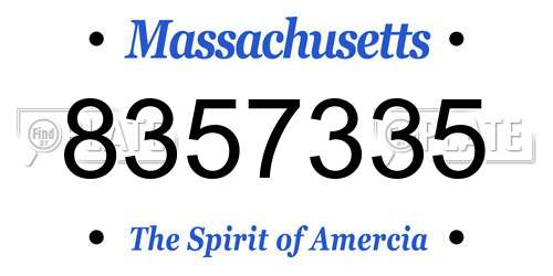 8357335 Massachusetts License Plate