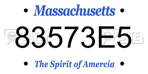 83573E5 Massachusetts License Plate
