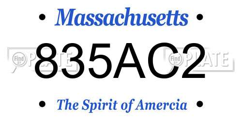835AC2 Massachusetts License Plate