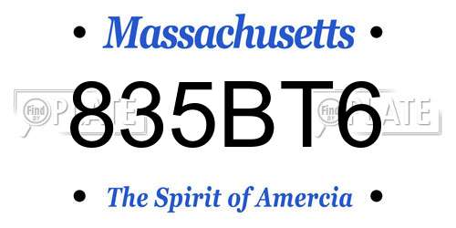 835BT6 Massachusetts License Plate