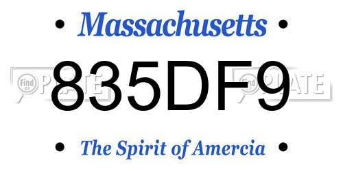 835DF9 Massachusetts License Plate