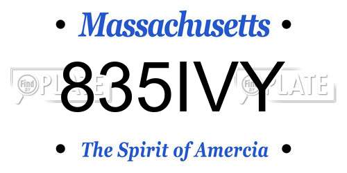 835IVY Massachusetts License Plate