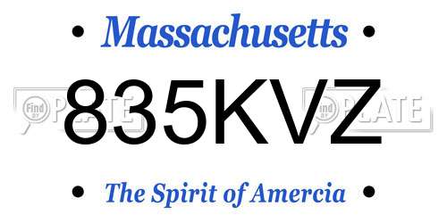 835KVZ Massachusetts License Plate