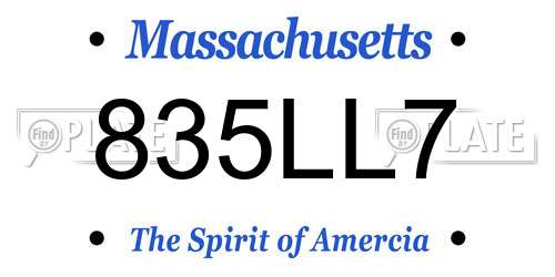 835LL7 Massachusetts License Plate