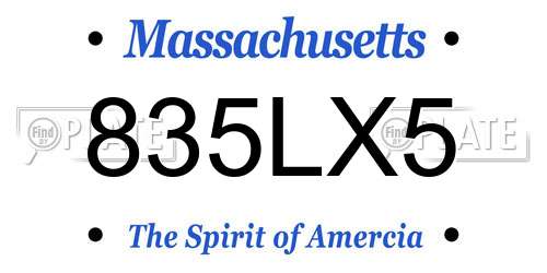 835LX5 Massachusetts License Plate