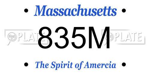 835M Massachusetts License Plate