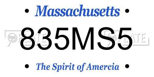 835MS5 Massachusetts License Plate
