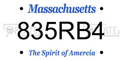 835RB4 Massachusetts License Plate