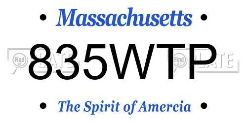 835WTP Massachusetts License Plate