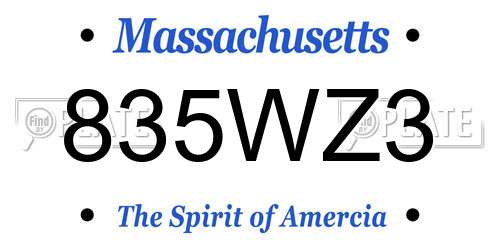 835WZ3 Massachusetts License Plate