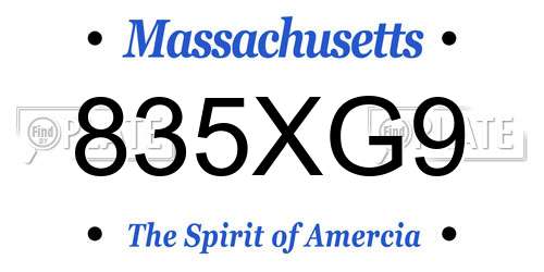 835XG9 Massachusetts License Plate