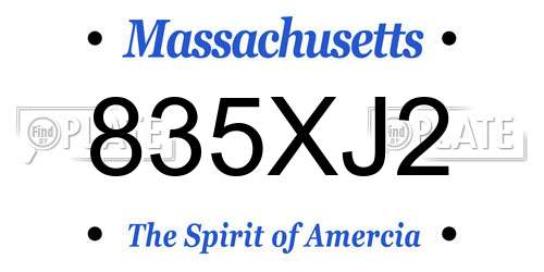 835XJ2 Massachusetts License Plate