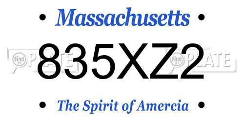835XZ2 Massachusetts License Plate