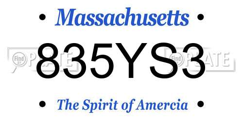 835YS3 Massachusetts License Plate