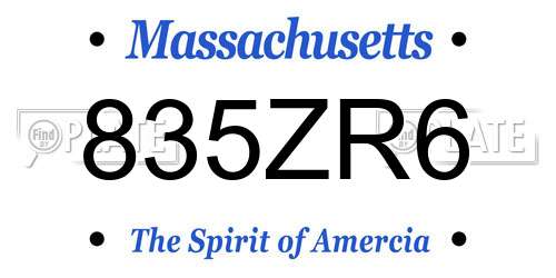 835ZR6 Massachusetts License Plate