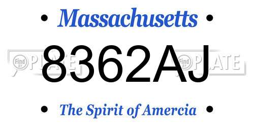 8362AJ Massachusetts License Plate
