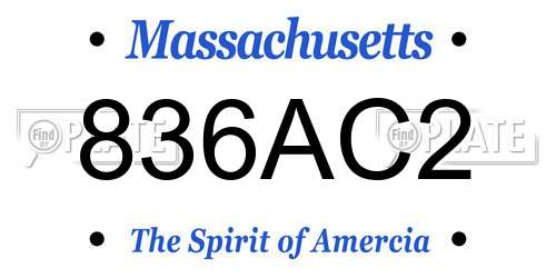 836AC2 Massachusetts License Plate