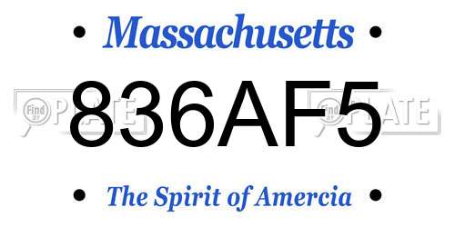 836AF5 Massachusetts License Plate