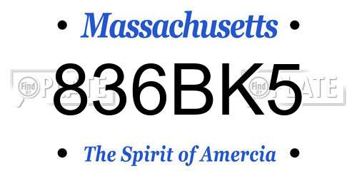 836BK5 Massachusetts License Plate