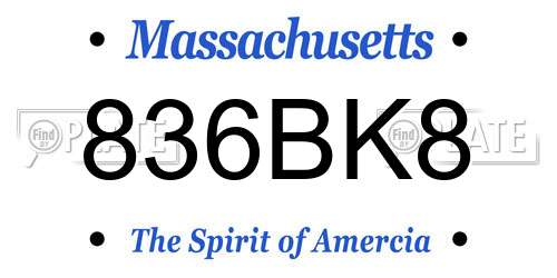 836BK8 Massachusetts License Plate