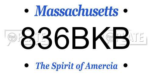836BKB Massachusetts License Plate