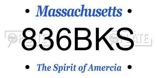 836BKS Massachusetts License Plate