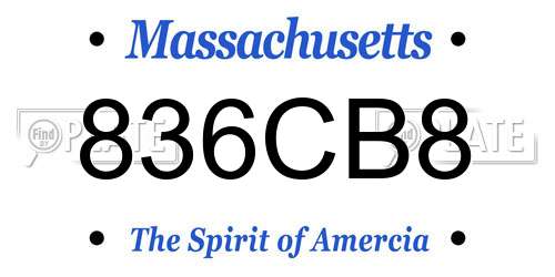 836CB8 Massachusetts License Plate