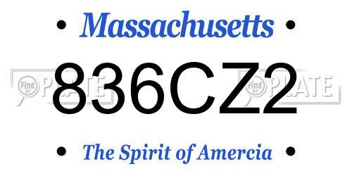 836CZ2 Massachusetts License Plate