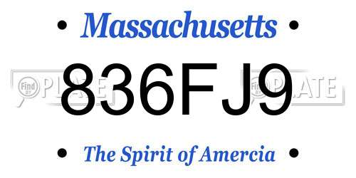 836FJ9 Massachusetts License Plate