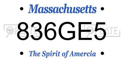 836GE5 Massachusetts License Plate
