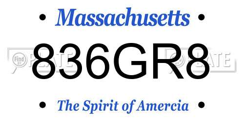 836GR8 Massachusetts License Plate