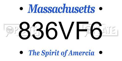 836VF6 Massachusetts License Plate