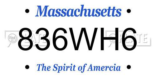 836WH6 Massachusetts License Plate