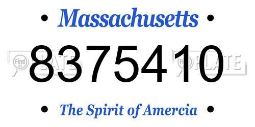 8375410 Massachusetts License Plate