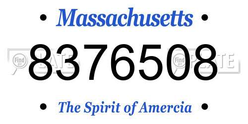 8376508 Massachusetts License Plate