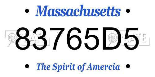 83765D5 Massachusetts License Plate